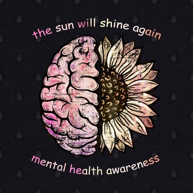 Brain Floral sunflower, Mental Health awareness by Collagedream